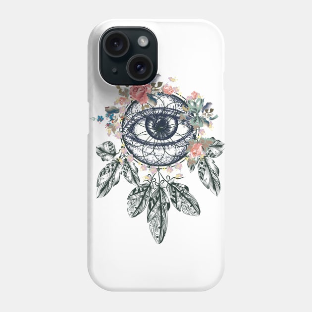 Eye Flowers Design, Dreamcatcher, Beautiful Flowers Phone Case by Utopia Shop