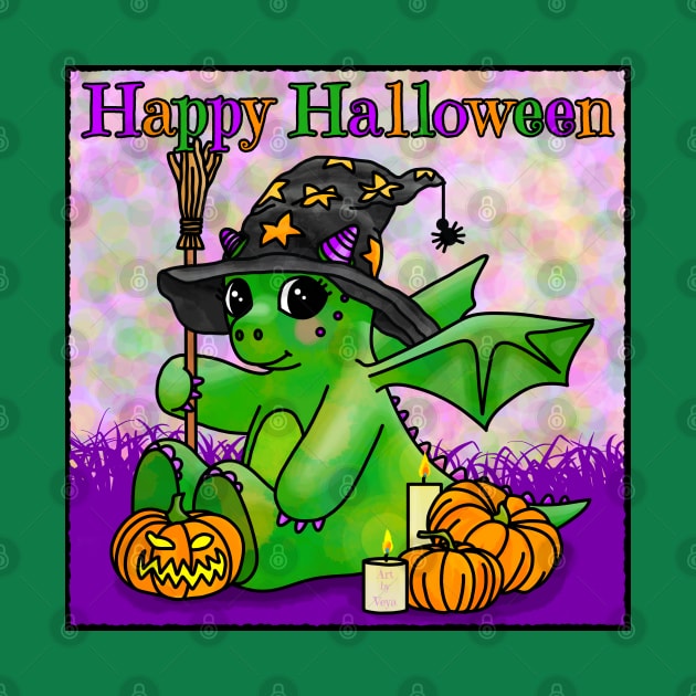 Happy Halloween says the little Halloween Dragon by Art by Veya