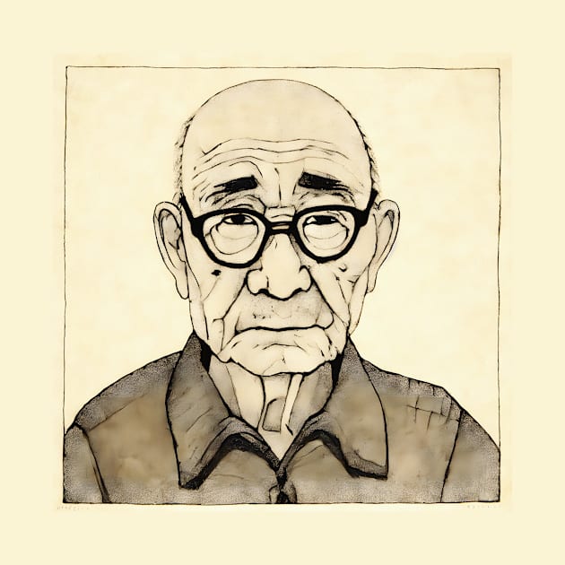 Portrait of old asian man in eyeglasses by KOTYA