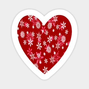 Red Heart Of Snowflakes Loving Winter and Snow Magnet