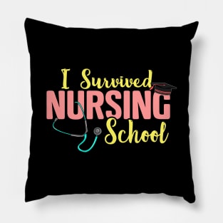 Cute I Survived Nursing School RN Nurse Graduation Pillow