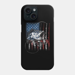 Fishing American Flag  USA Bass Fisherman Phone Case