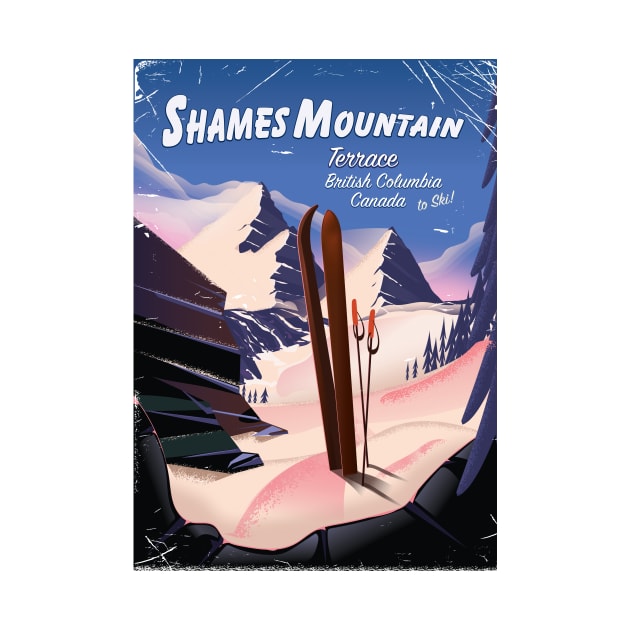 Shames Mountain Terrace, British Columbia, Canada ski poster by nickemporium1