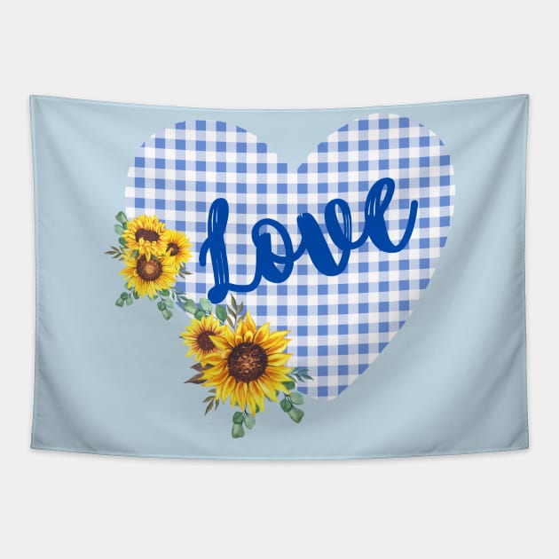 I stand with Ukrainian, sunflowers and heart, peace not war. Tapestry by WhaleSharkShop