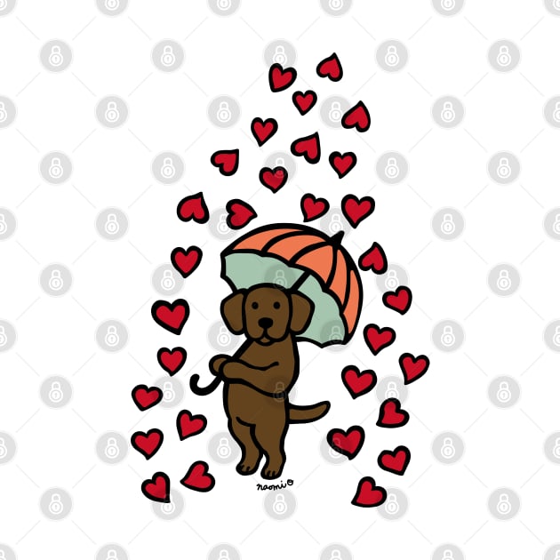 Chocolate Labrador Cartoon and Rain of Hearts by HappyLabradors