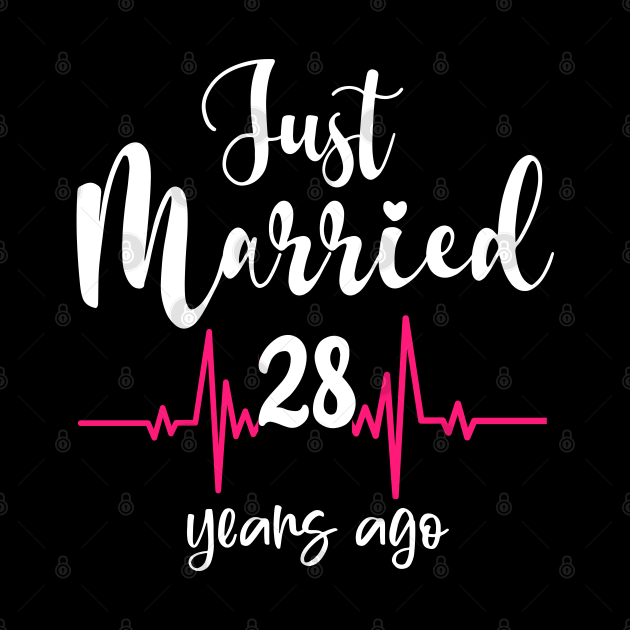 just married 28 years ago 28 Anniversary Gift Mask TeePublic