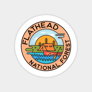 Flathead National Forest Montana Camping Canoe Magnet