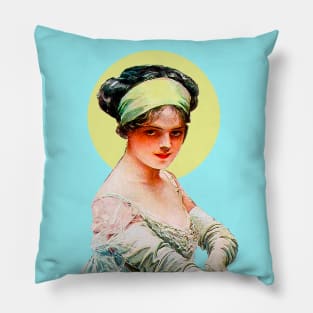 girl in long gloves and silk tiara on her head Pillow