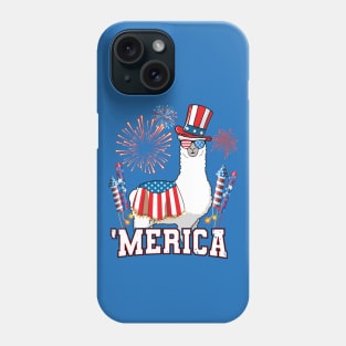 Patriotic Llama Merica 4th of July Phone Case