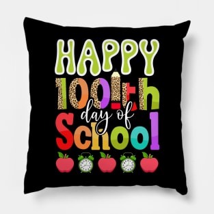 Cute 100th Day Of School 100 Days Leopard Rainbow Boys Girls Pillow