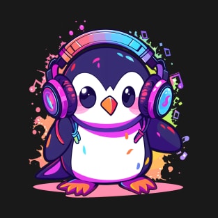 Cool Penguin With Headphones T-Shirt