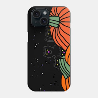 Two Pumpkins and Four Cats at Halloween Phone Case