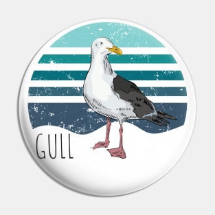 Seagull on sea background Pin