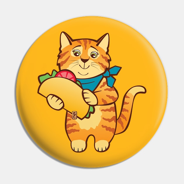 Cat with Taco Pin by Sue Cervenka