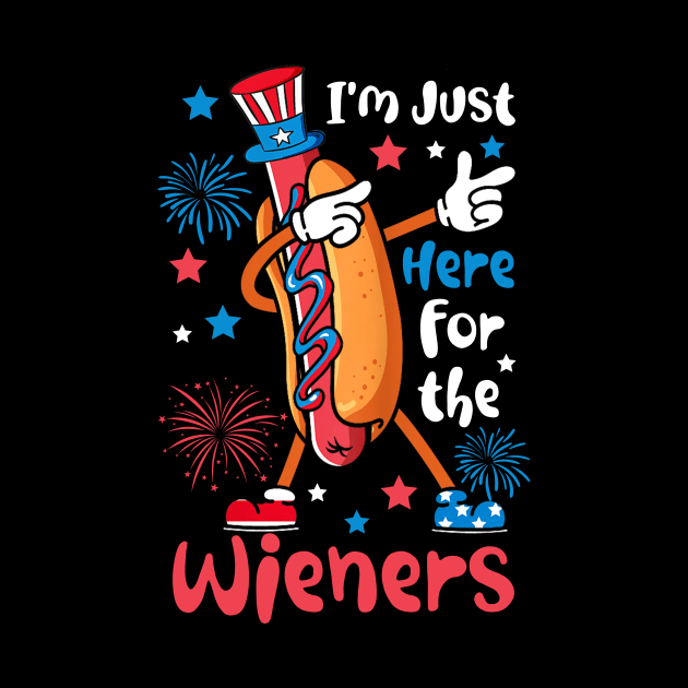 I'm Just Here For The Wieners Funny 4Th Of July Fireworks by Sky at night