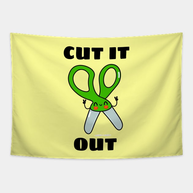 Cut It Out - Cute Scissor Pun Tapestry by Allthingspunny