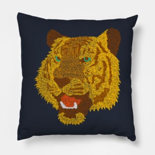 Faux Embroidery Tiger Pillow