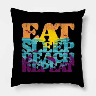 Eat Sleep Beach Repeat retro sunset paradise Pillow