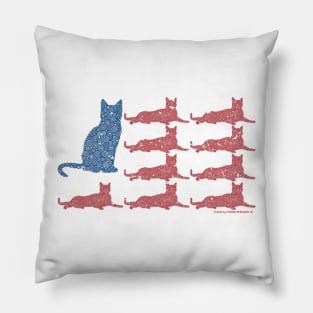 Horizontal United State Cat Flag Circle Design Pillow