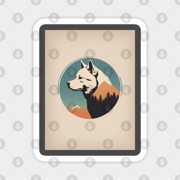 Akita Dog 4 - Japanese Retro Style Magnet by nextpensive