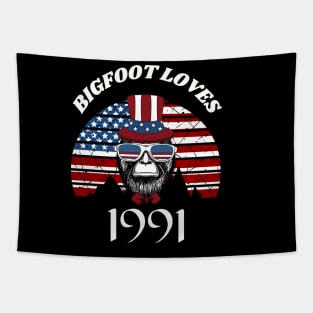 Bigfoot loves America and People born in 1991 Tapestry