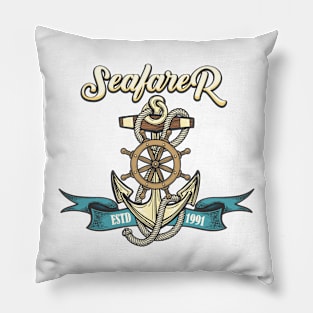 Seafarer Emblem in Tattoo style Pillow