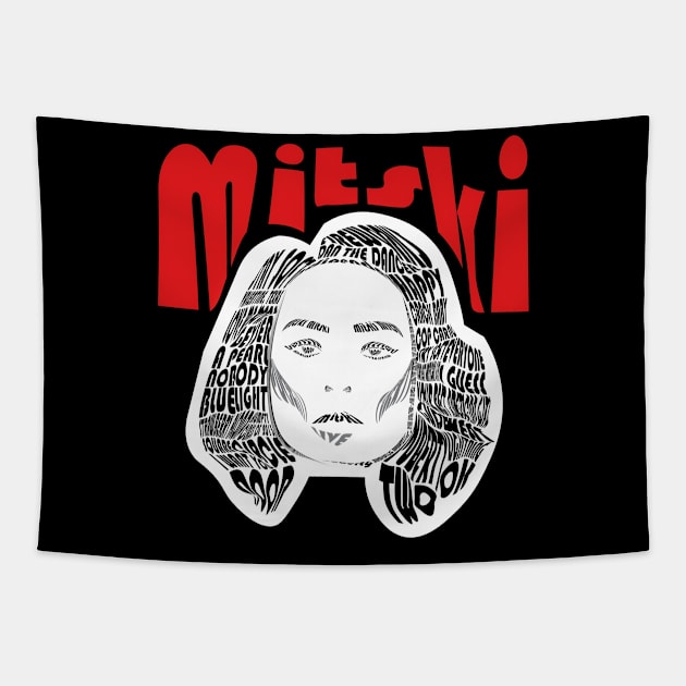 Mitski Red Fonts Tapestry by TheBalestvictus