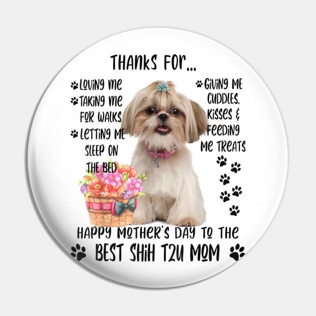 Happy Mother's Day 2021 Shih tzu Mom dog Lover Pin by luxembourgertreatable