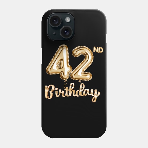 42nd Birthday Gifts - Party Balloons Gold Phone Case by BetterManufaktur