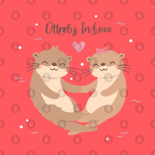 Cute Otter Couple, Otterly In Love Pun by rustydoodle