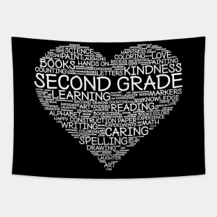 Second Grade Word Heart T-Shirt 2nd Grade Student Teacher Tapestry