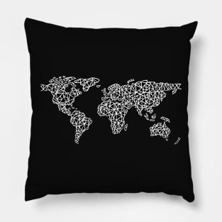 World Map black Pillow