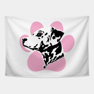 Dalmatian Pink Paw Print Art Tapestry