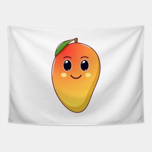 Cute Kawaii Mango, Cartoon Tropical Fruit Tapestry