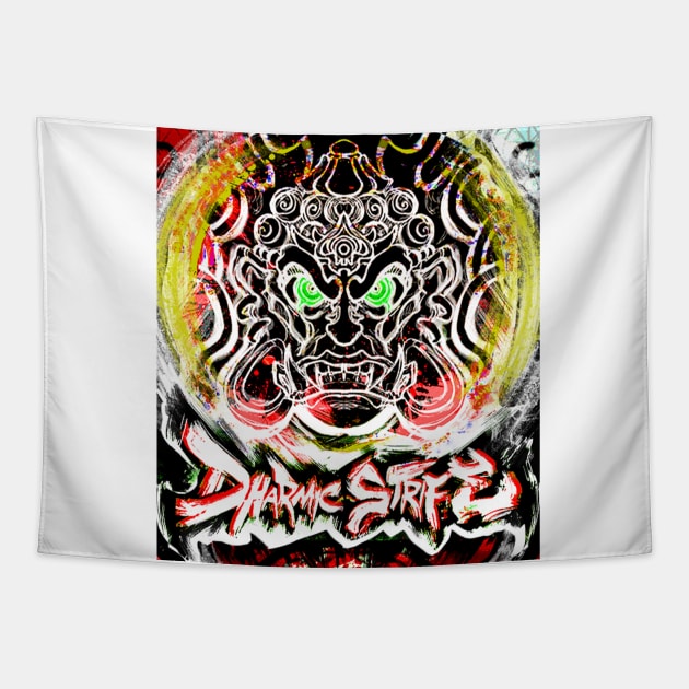 Dharmic Strife Inverted Punk Cover Tapestry by art.of.andy.maldonado