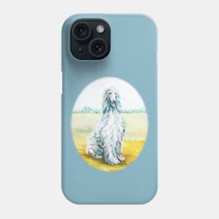 AFGHAN HOUND.  A Regal Blue Afghan Hound with a simple, rural background. Phone Case