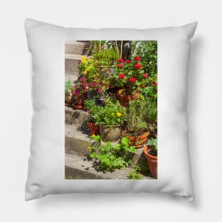 Steps with flower pots Pillow