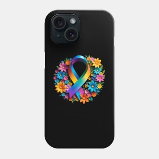 Blooming Hope: Cancer Awareness Ribbon Floral Design Phone Case