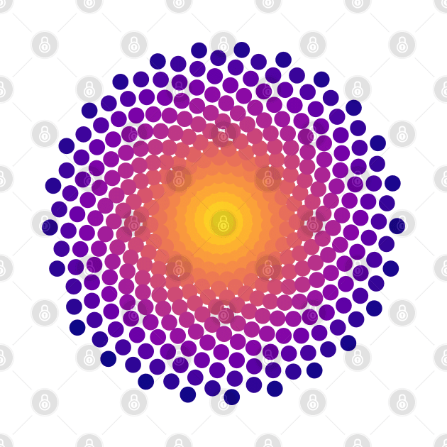 Dot Mandala | Dark Sunset Yellow Red Blue by aRtVerse