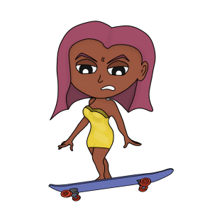 Girl in yellow dress skateboarding T-Shirt