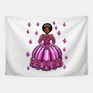 Princess -  Black Afro Princess in purple with stars  vi ! beautiful  black girl with Afro hair, brown eyes and dark brown skin. Hair love ! Tapestry