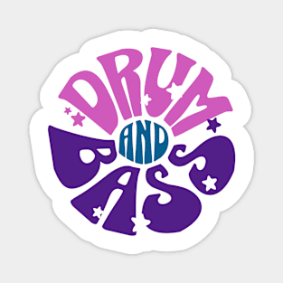 DRUM AND BASS  - Y2K Font Flower (navy/pink/purple) Magnet