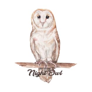 Night Owl Watercolor Cute Illustration T-Shirt