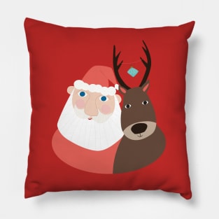 Santa Claus with his faithful reindeer Pillow