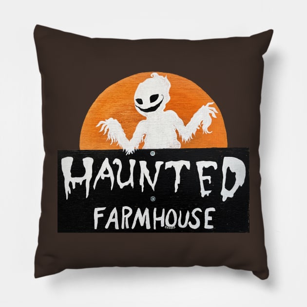 The Haunted Farmhouse Pillow by Jan Grackle