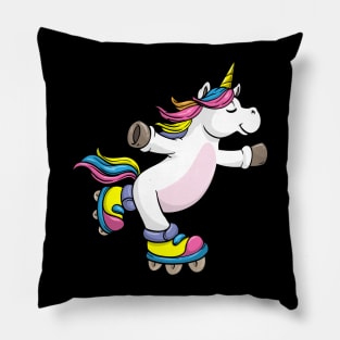 Unicorn as Inline Skater with Inline Skates Pillow