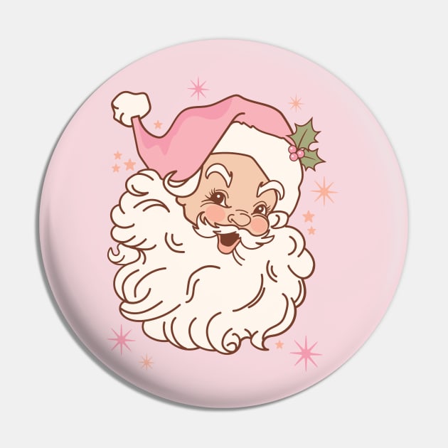 Retro Santa Claus Mid Century Modern Pink Cute Pin by PUFFYP