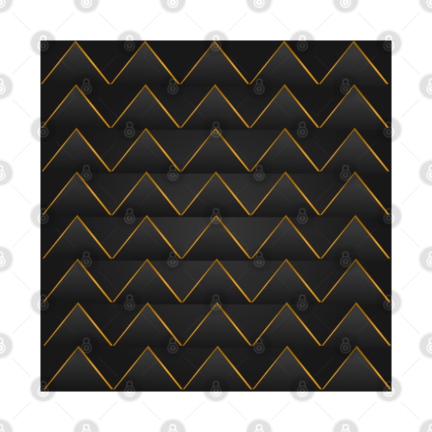 Golden triangular pattern on blue gray background filling the frame. by ikshvaku