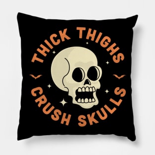 Thick Thighs Crush Skulls Workout Gym Halloween Pillow