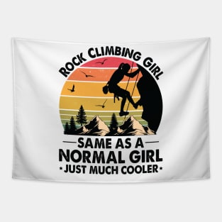 Rock Climbing Girl Tapestry